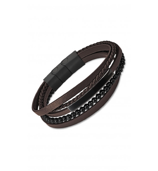 PULSERA LOTUS CUERO HOMBRE, MARRON  - LS2144-2/3