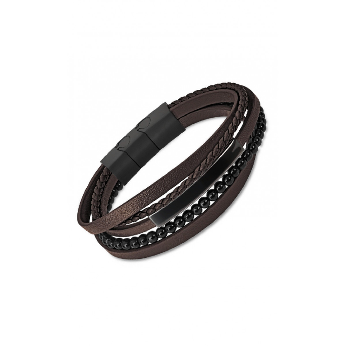 PULSERA LOTUS CUERO HOMBRE, MARRON  - LS2144-2/3