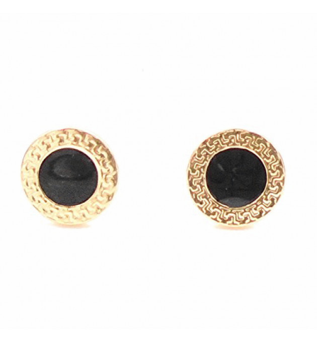 PENDIENTES MUJER ORO 18K ESMALTE NEGRO