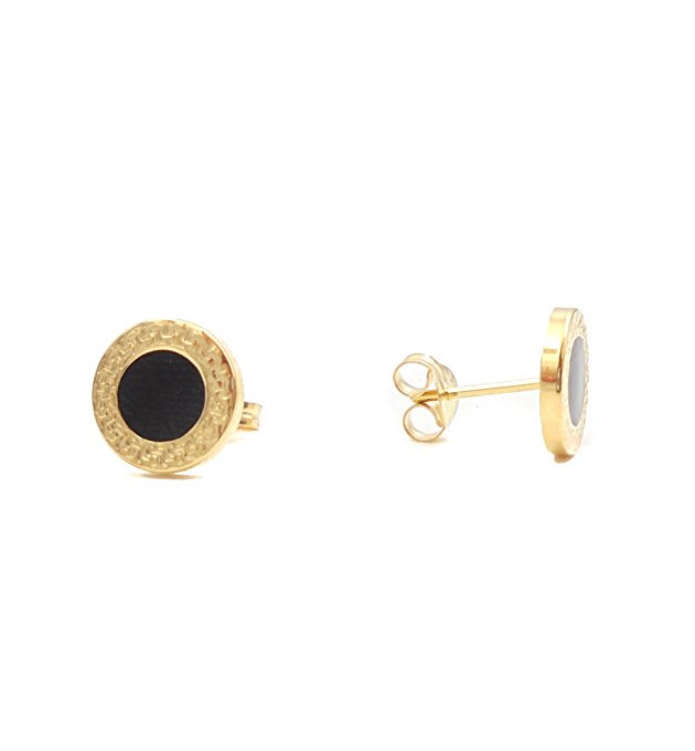 PENDIENTES MUJER ORO 18K ESMALTE NEGRO