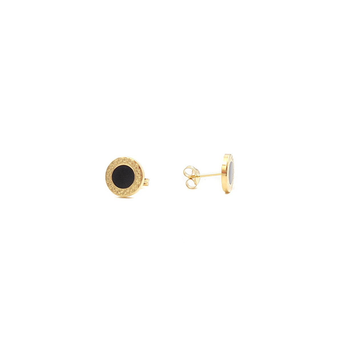 PENDIENTES MUJER ORO 18K ESMALTE NEGRO