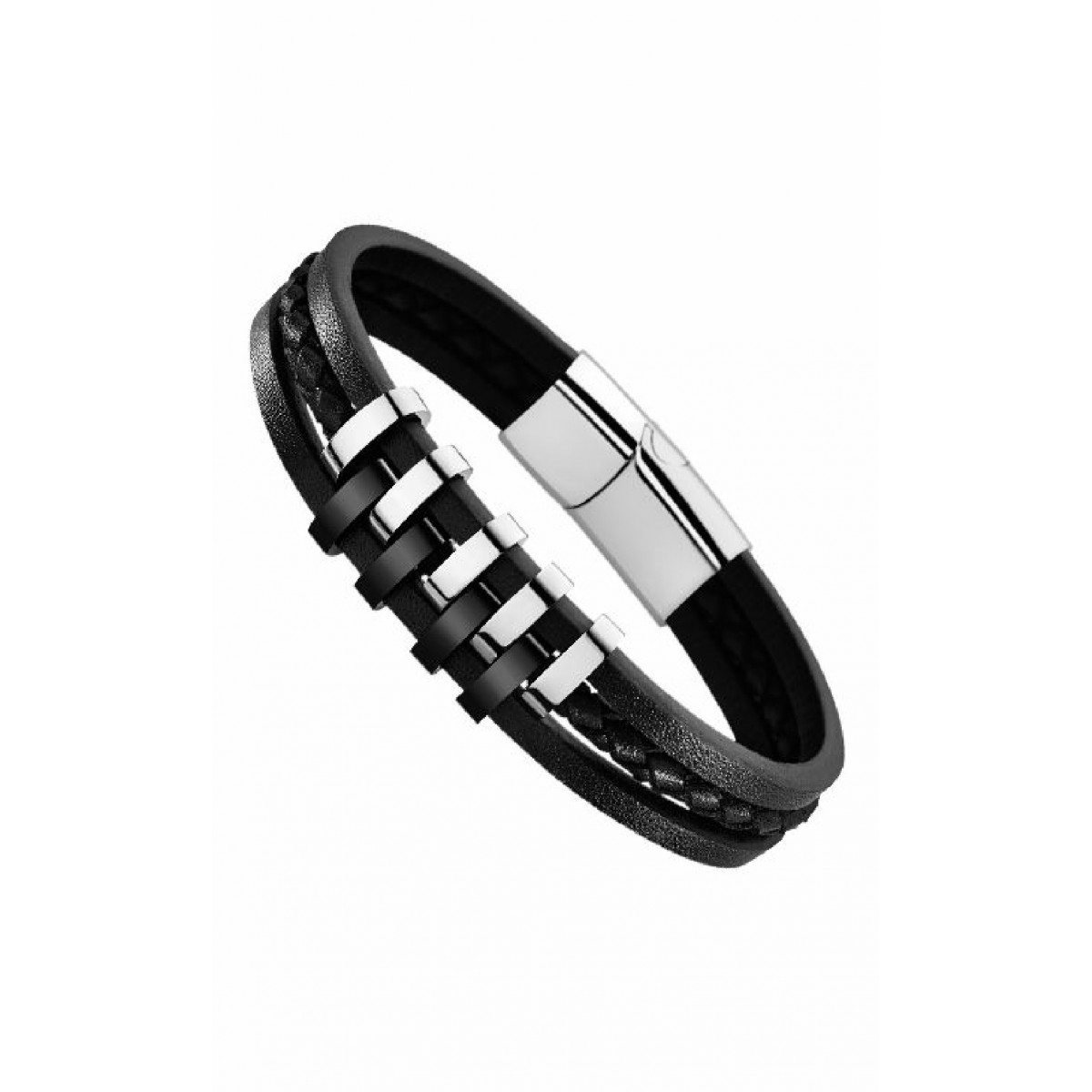 PULSERA LOTUS STYLE HOMBRE CUERO NEGRO - LS1838-2/1