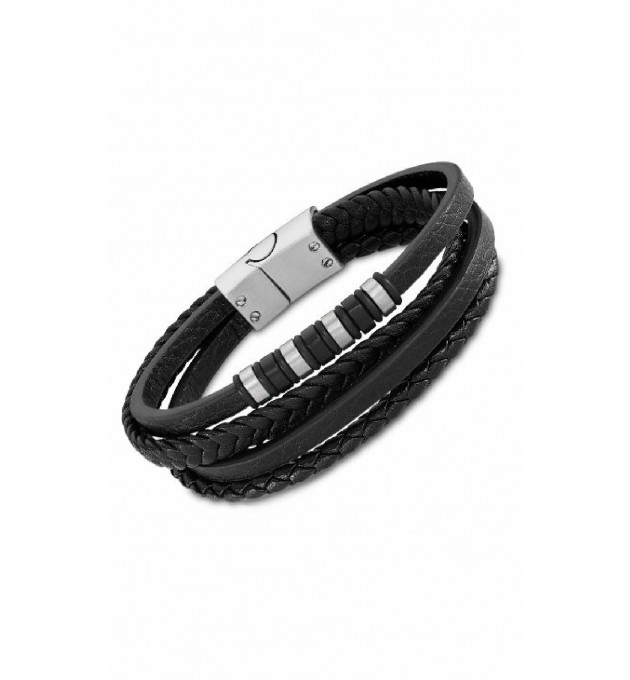 PULSERA LOTUS STYLE URBAN HOMBRE CUERO NEGRO - LS2101-2/1