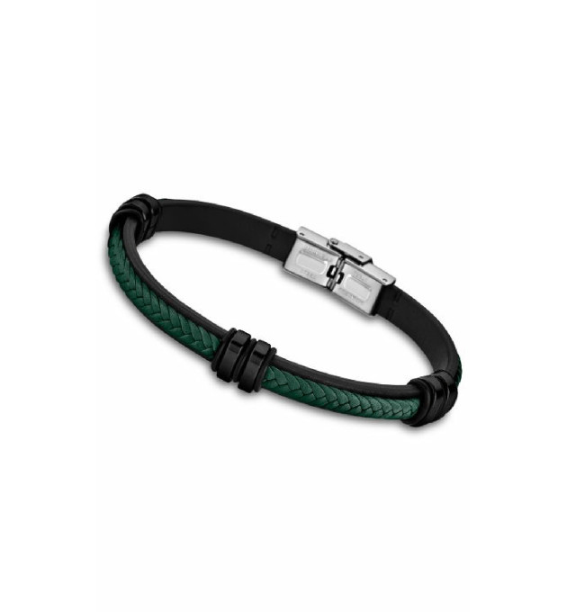 PULSERA LOTUS STYLE HOMBRE PIEL VERDE Y NEGRO - LS1829-2/8