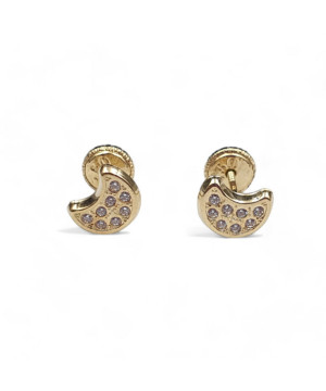 PENDIENTES DE ORO 18K CON FORMA DE LUNA Y CIRCONITAS