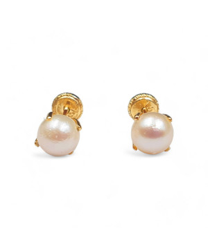 PENDIENTES DE ORO 18 K PERLAS CULTIVADAS 6 MM