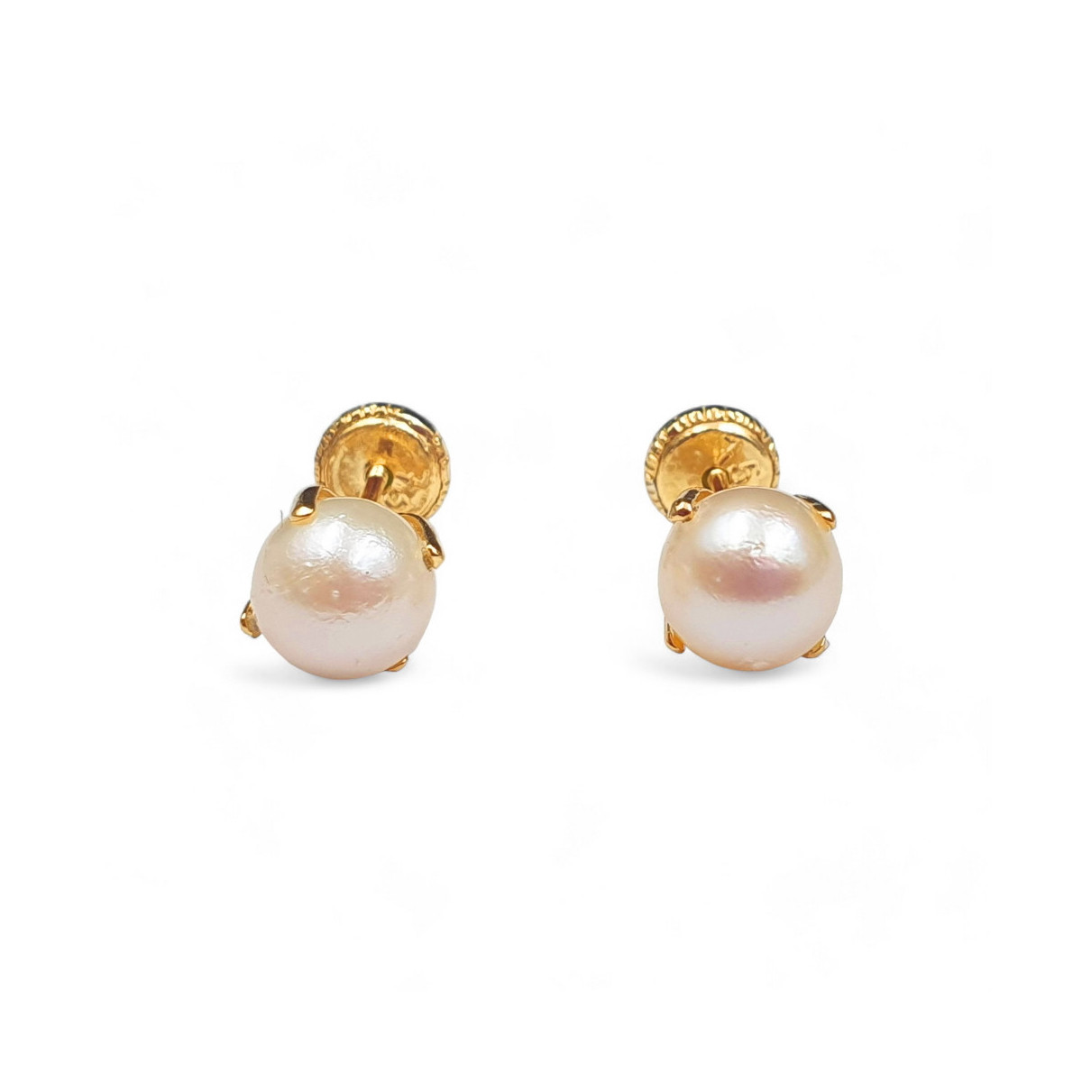 PENDIENTES DE ORO 18 K PERLAS CULTIVADAS 6 MM